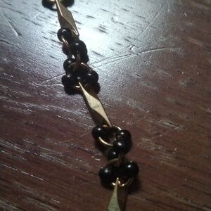 Gold Tone with Black Beads Necklace
